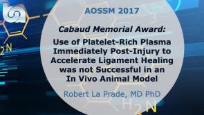 Cabaud Memorial Award: Use of Platelet-Rich Plasma Immediately Post-Injury to Accelerate Ligament Healing was not Successful in an In Vivo Animal Mode